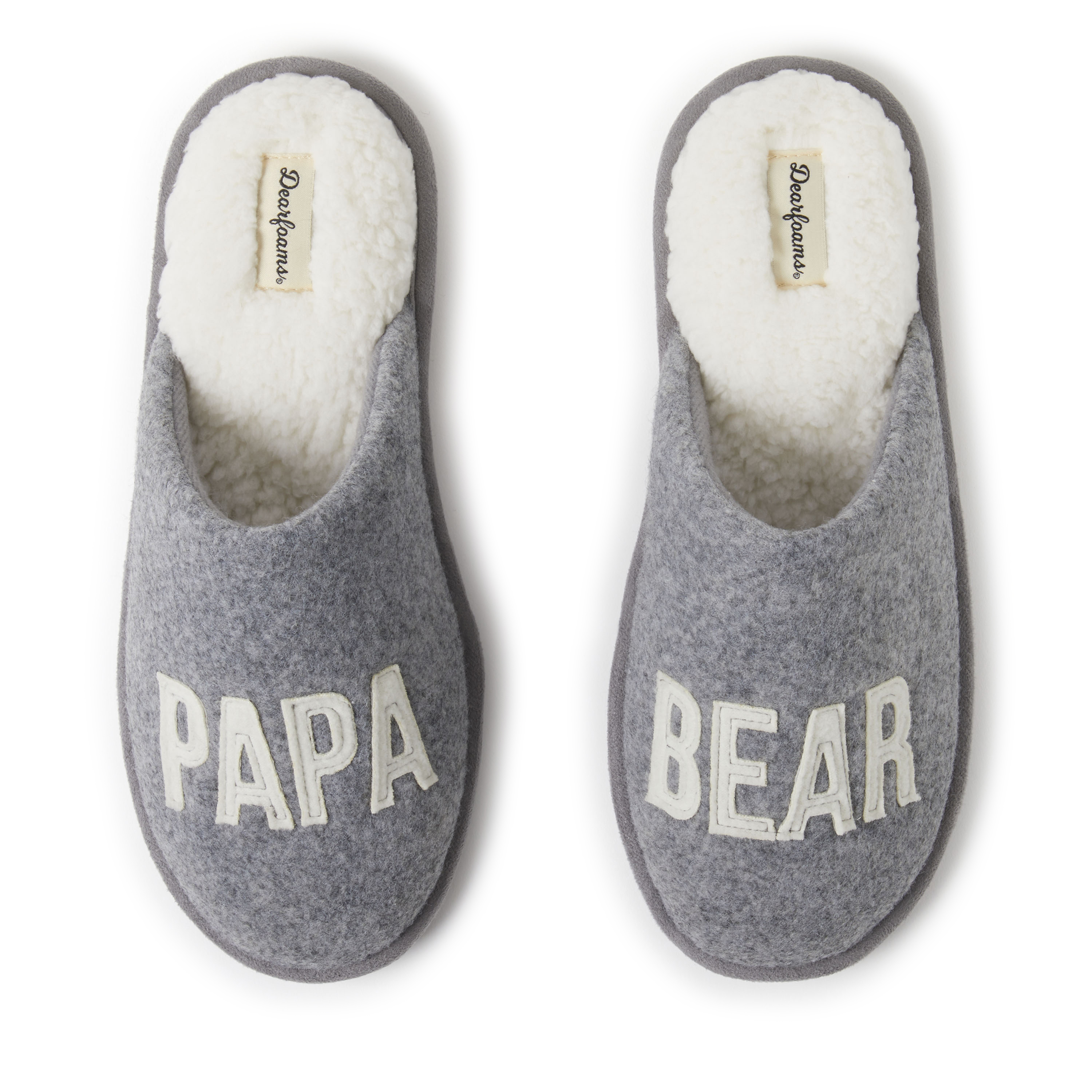 Dearfoams Men's Carson Papa Bear Dad Scuff Slipper - Light heather grey