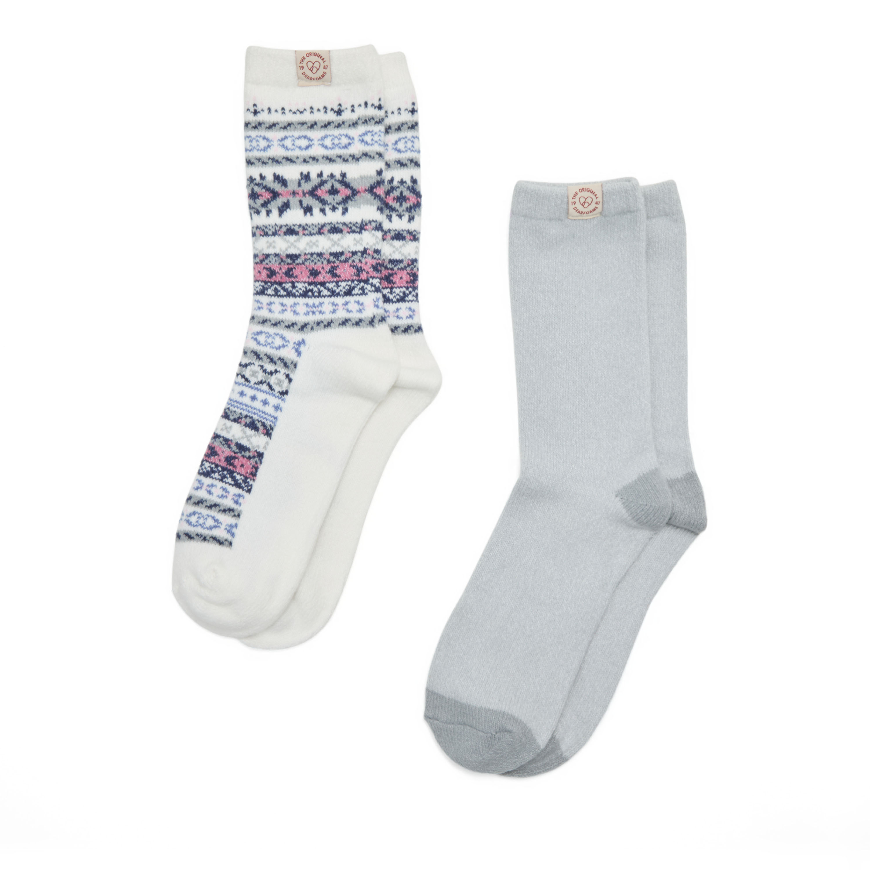 Dearfoams Women's  Ladies Fairaisle Crew Socks In Snow Leopard