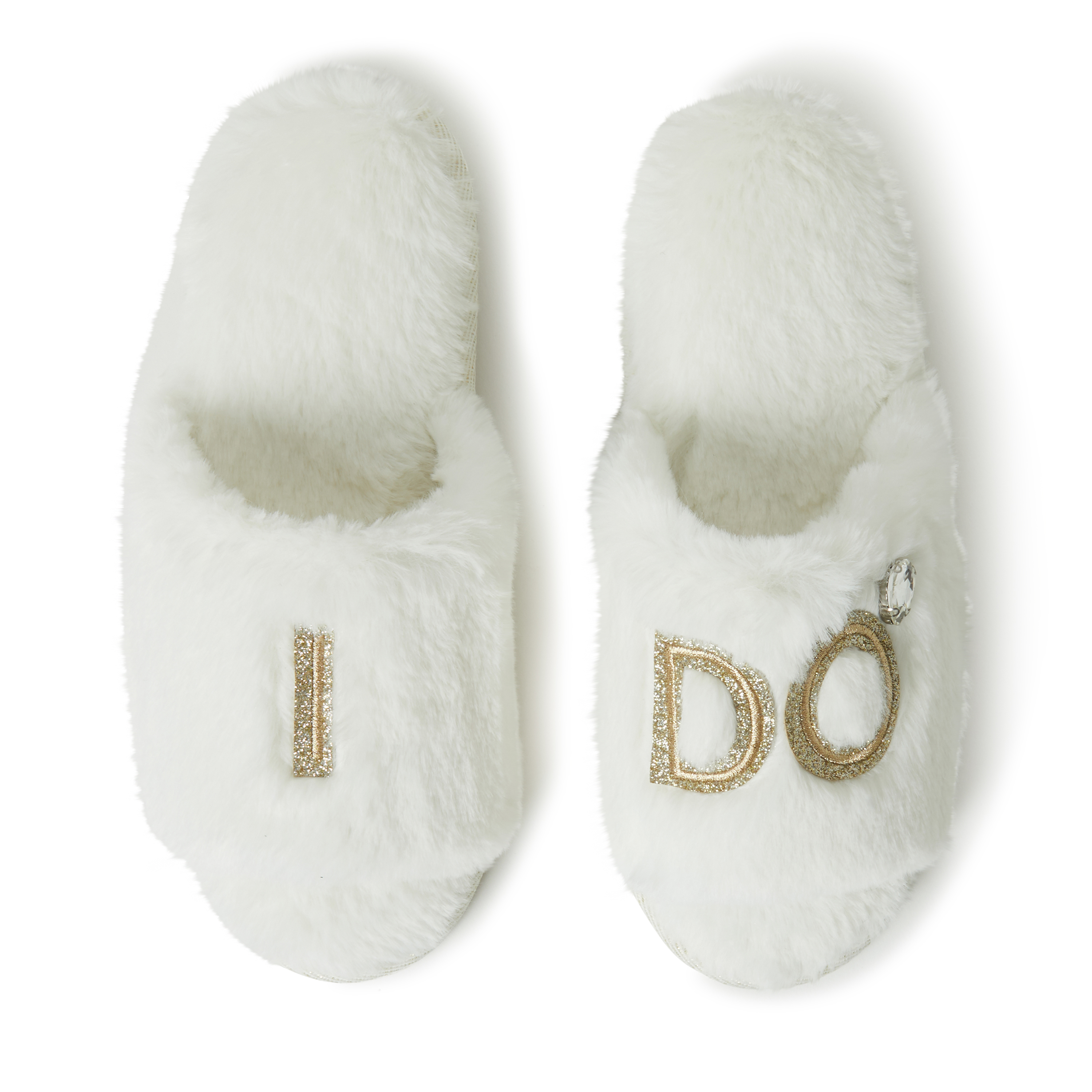 Dearfoams Lane Bridal Womens Memory Foam Slip-On Slippers, Medium, White