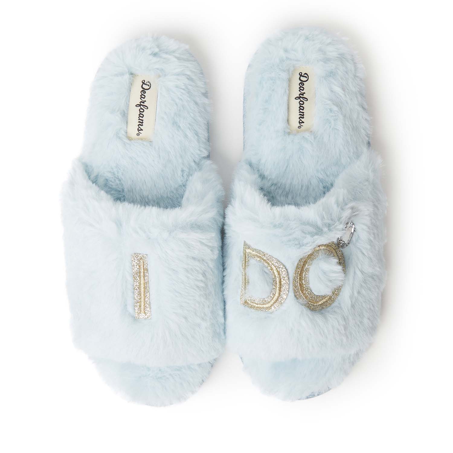 Dearfoams Lane Bridal Womens Memory Foam Slip-On Slippers, Medium, Blue