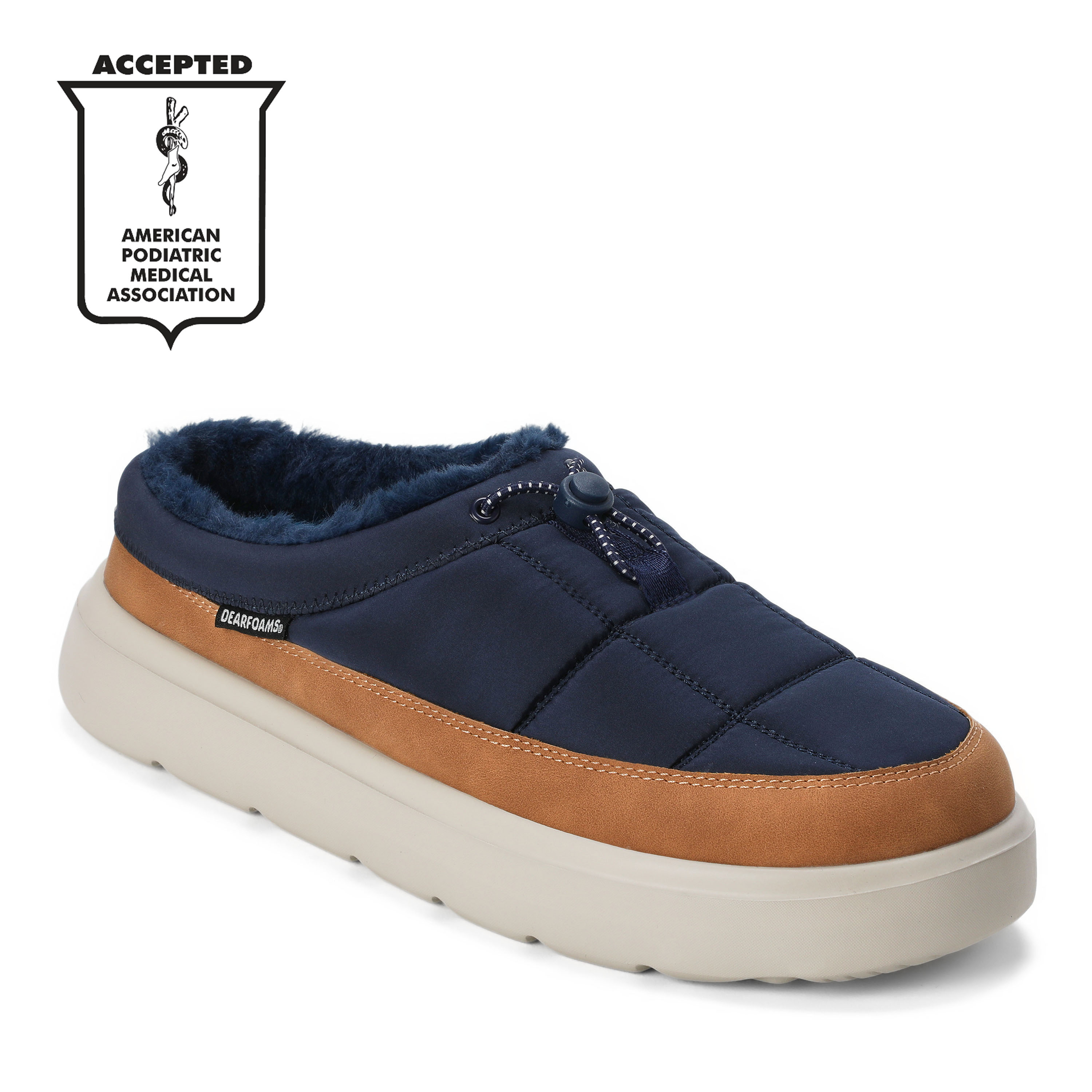 Dearfoams Men's MarshMELLOW Warmth-Lined Clog - Water Repellent, Navy