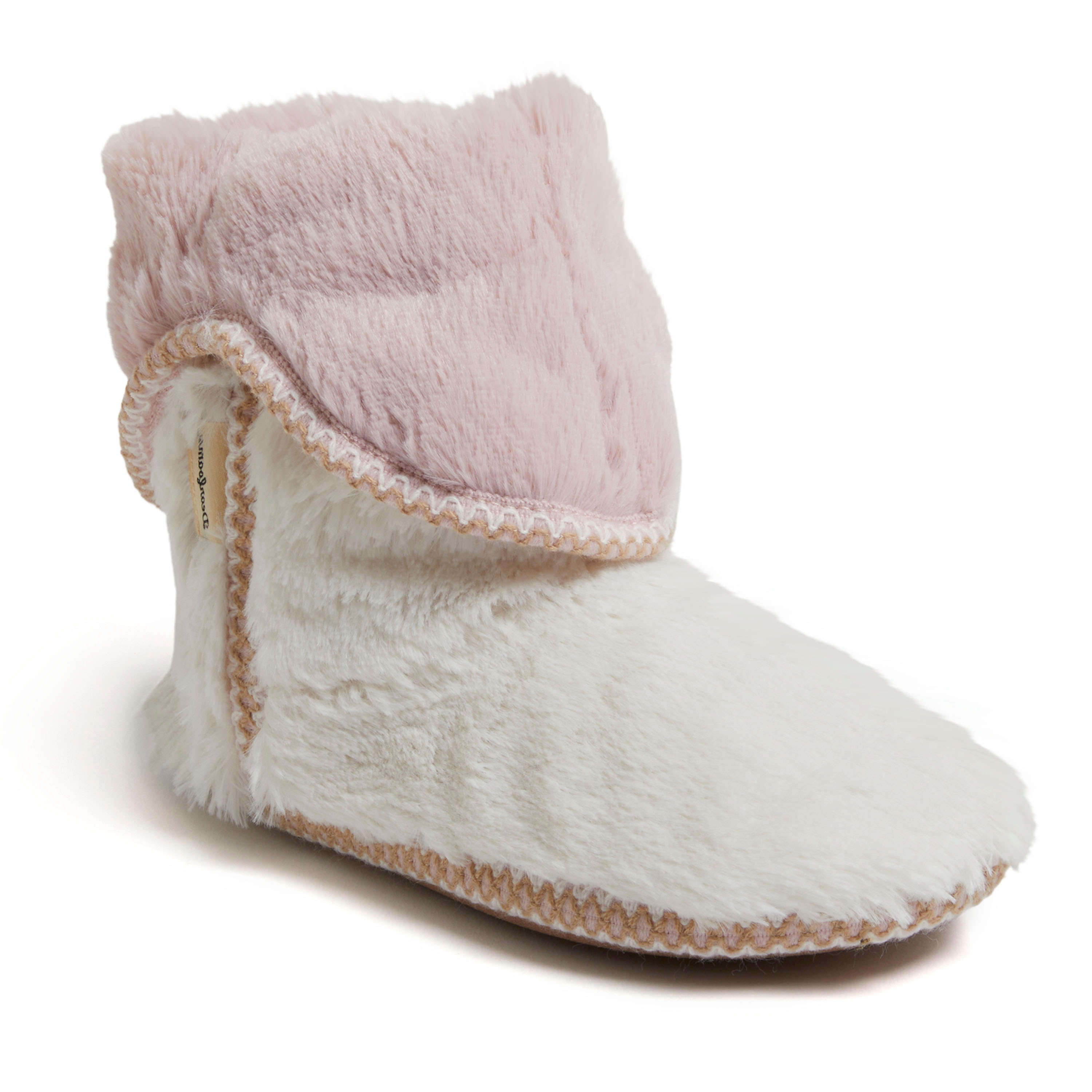 Dearfoams Beth Furry Womens Memory Foam Bootie Slippers, X-large, White