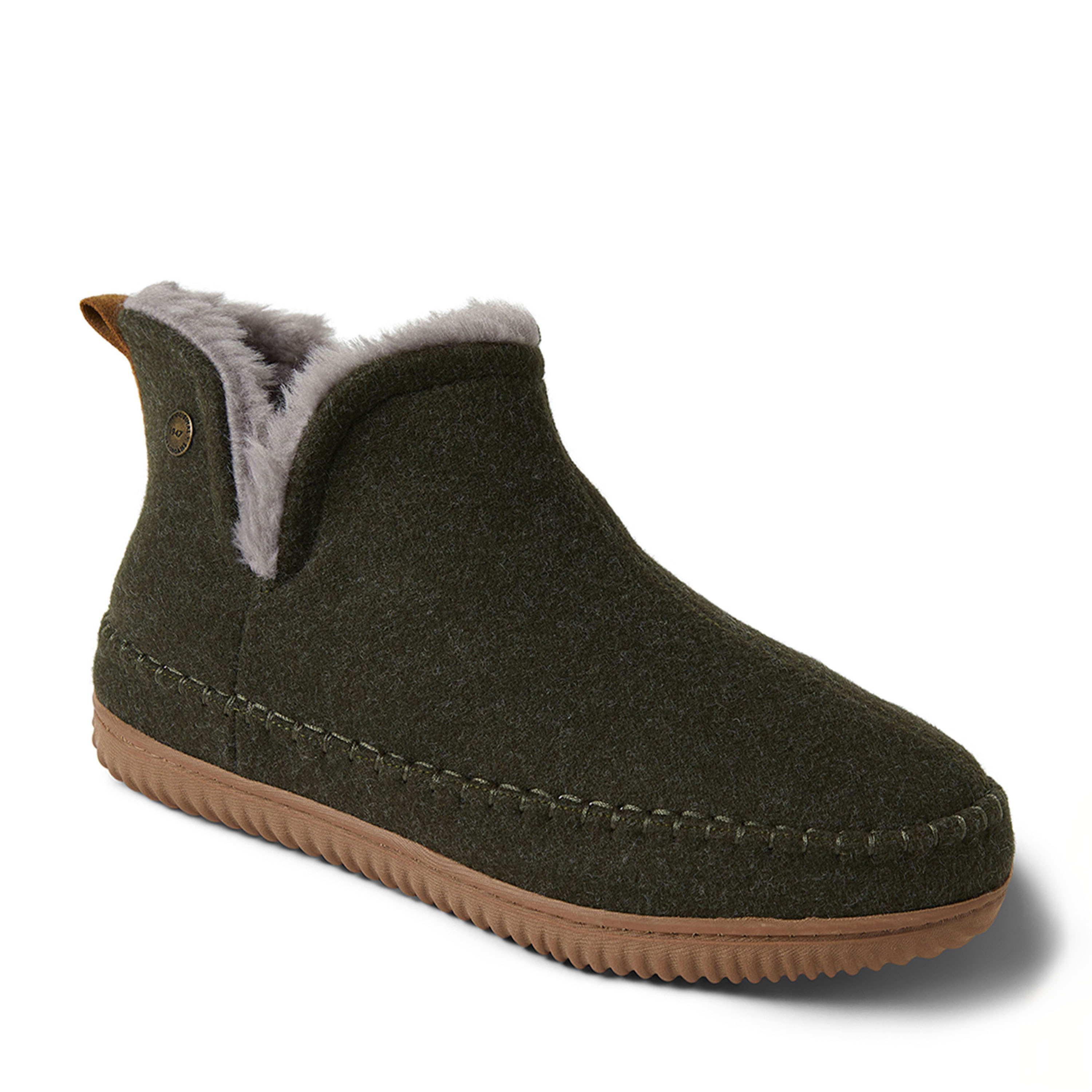 Dearfoams Brixen Energy Return Mens Memory Foam Bootie Slippers Wide Width, 8 Wide, Green
