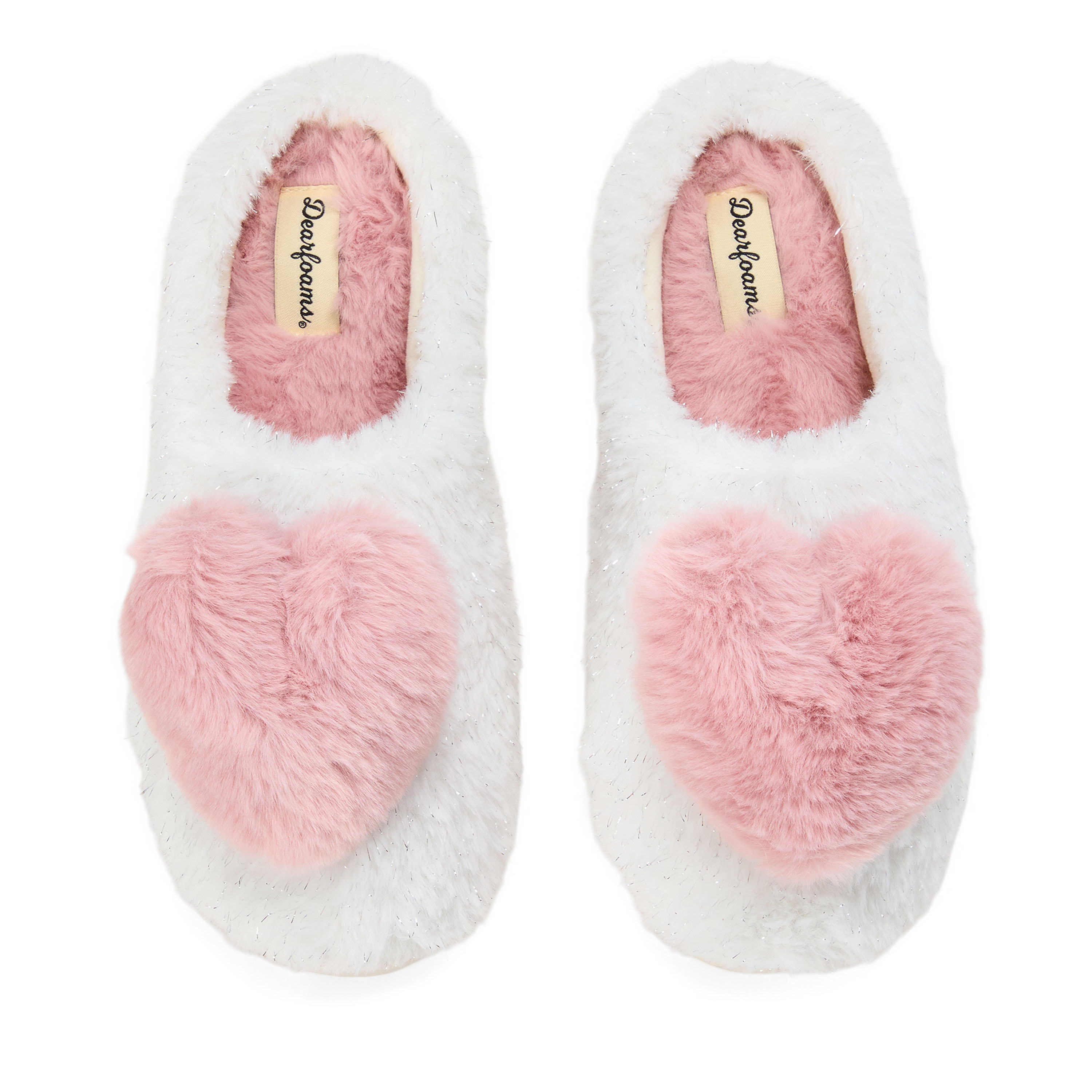 Dearfoams Rosie Furry Icon Womens Memory Foam Clog Slippers, Medium, White