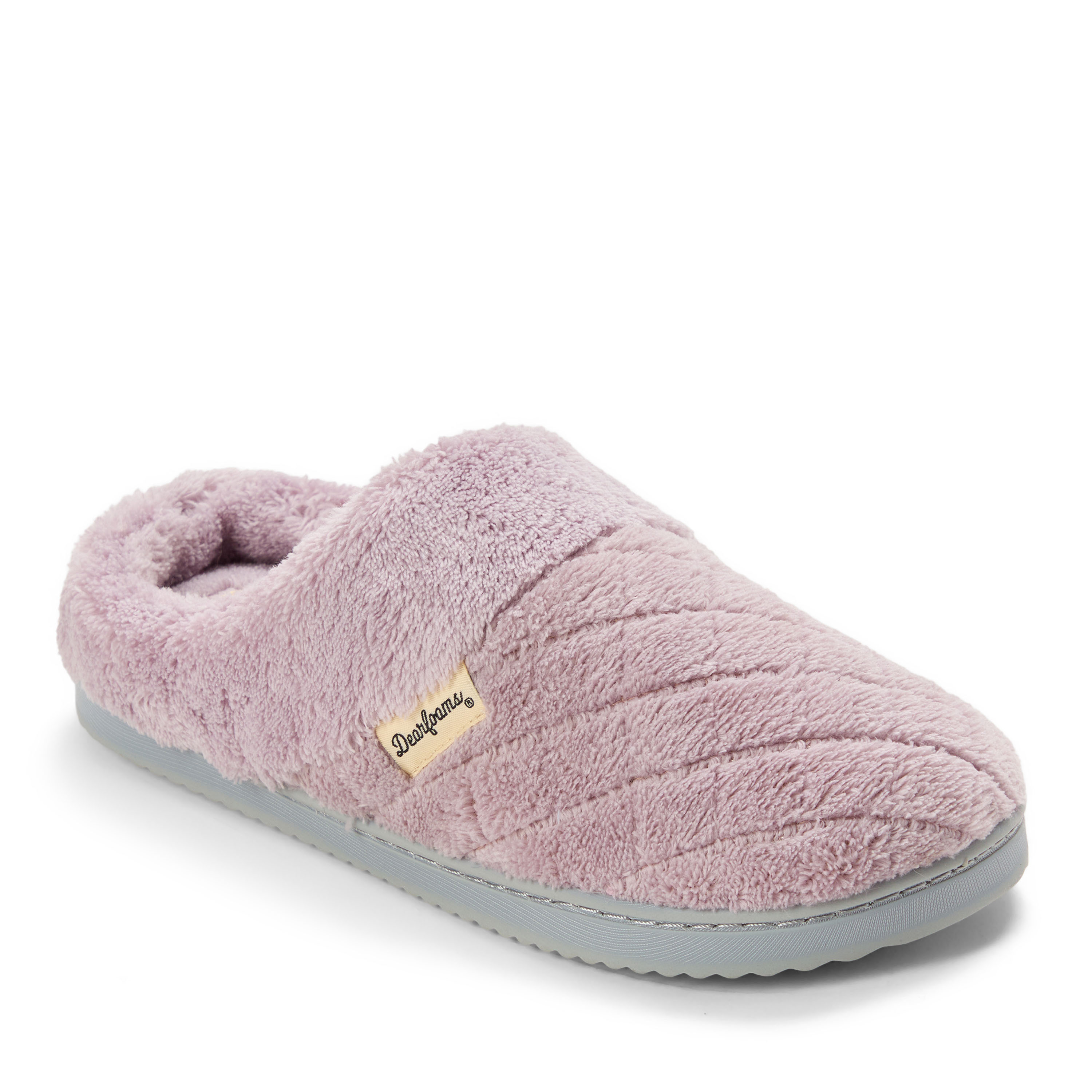 Dearfoams Libby Quilted Terry Womens Memory Foam Clog Slippers, Medium, Purple