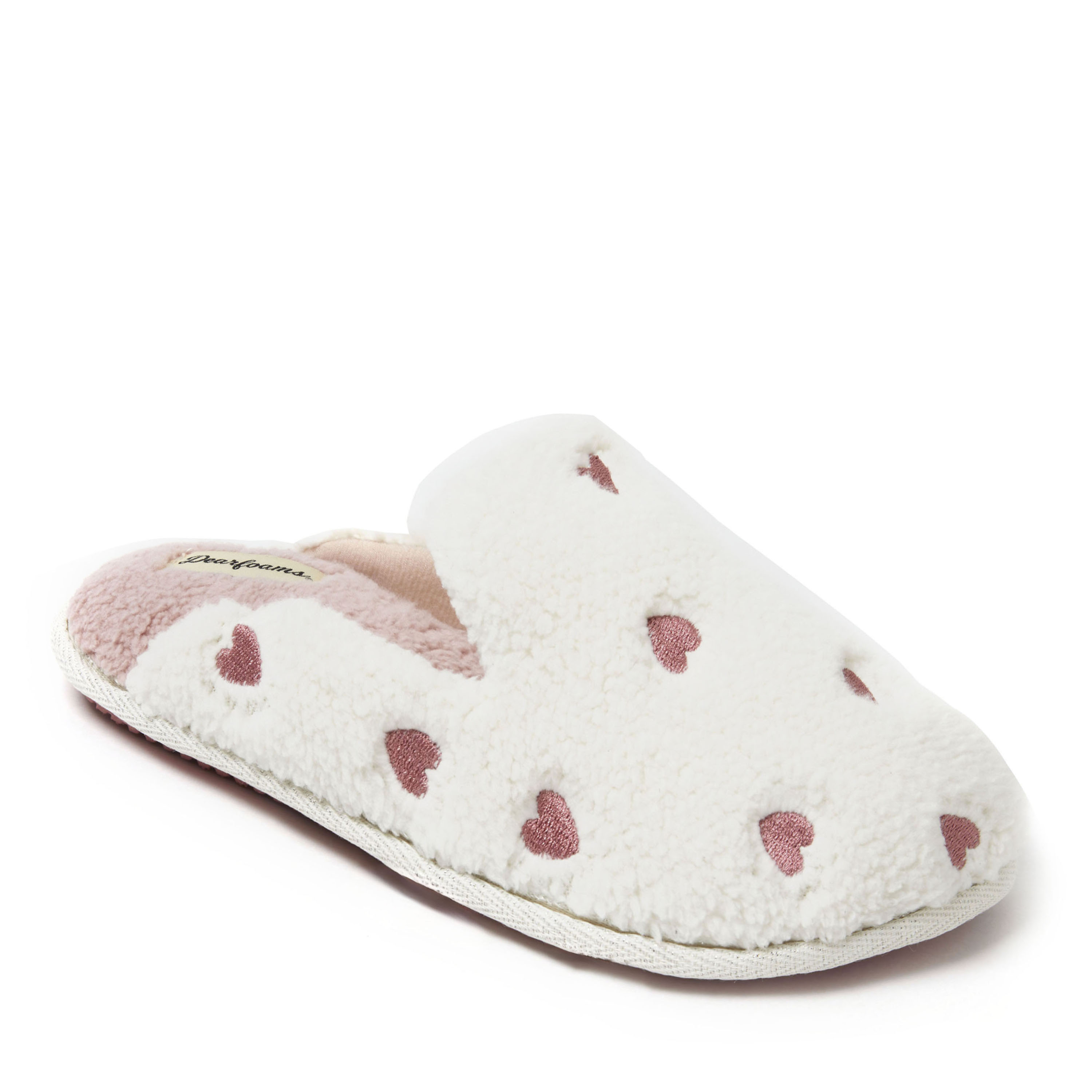 Dearfoams Women's Christmas Tree Teddy Scuff Slipper - Muslin