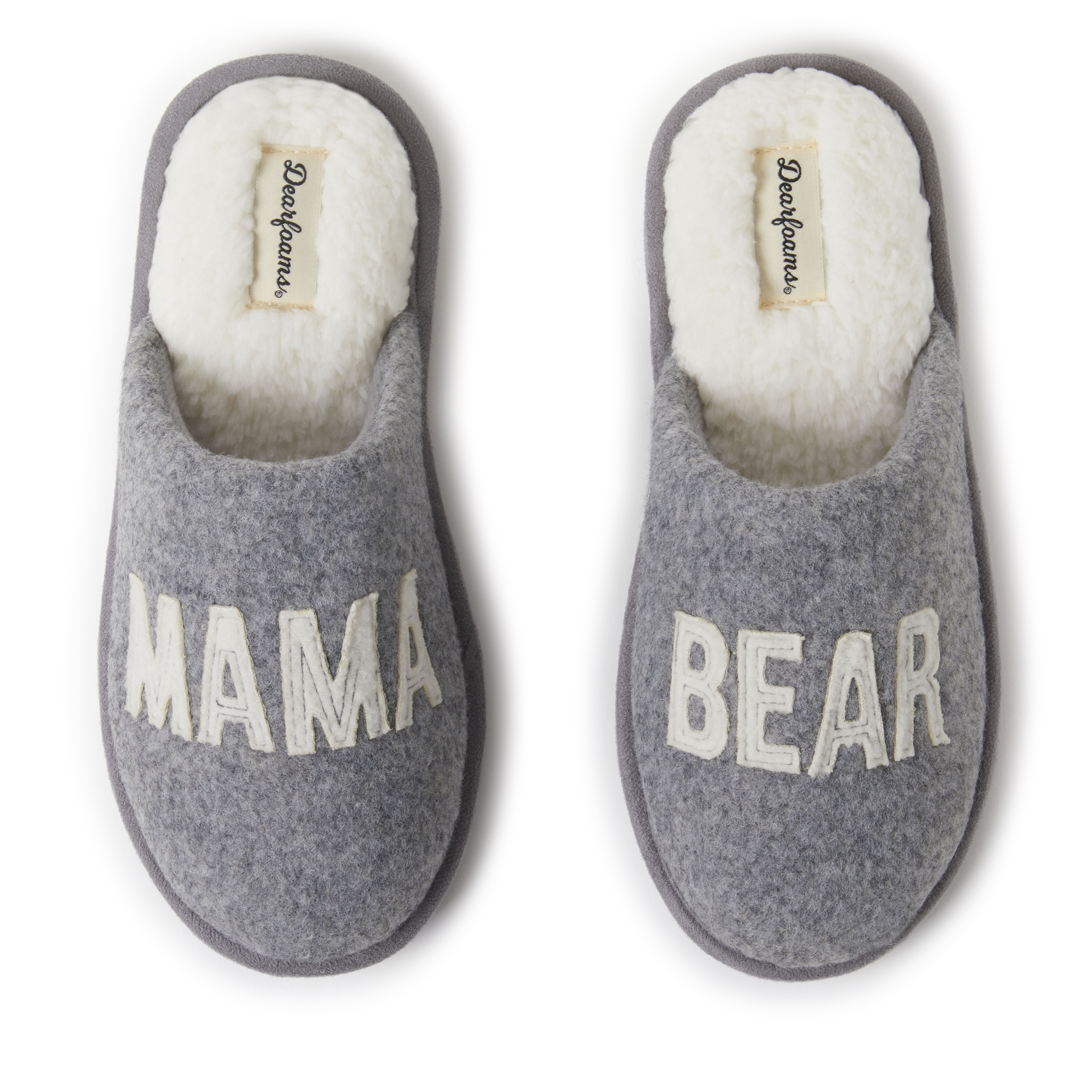 Dearfoams Mama Bear Plaid Scuff Womens Memory Foam Slip-On Slippers, Medium, Gray