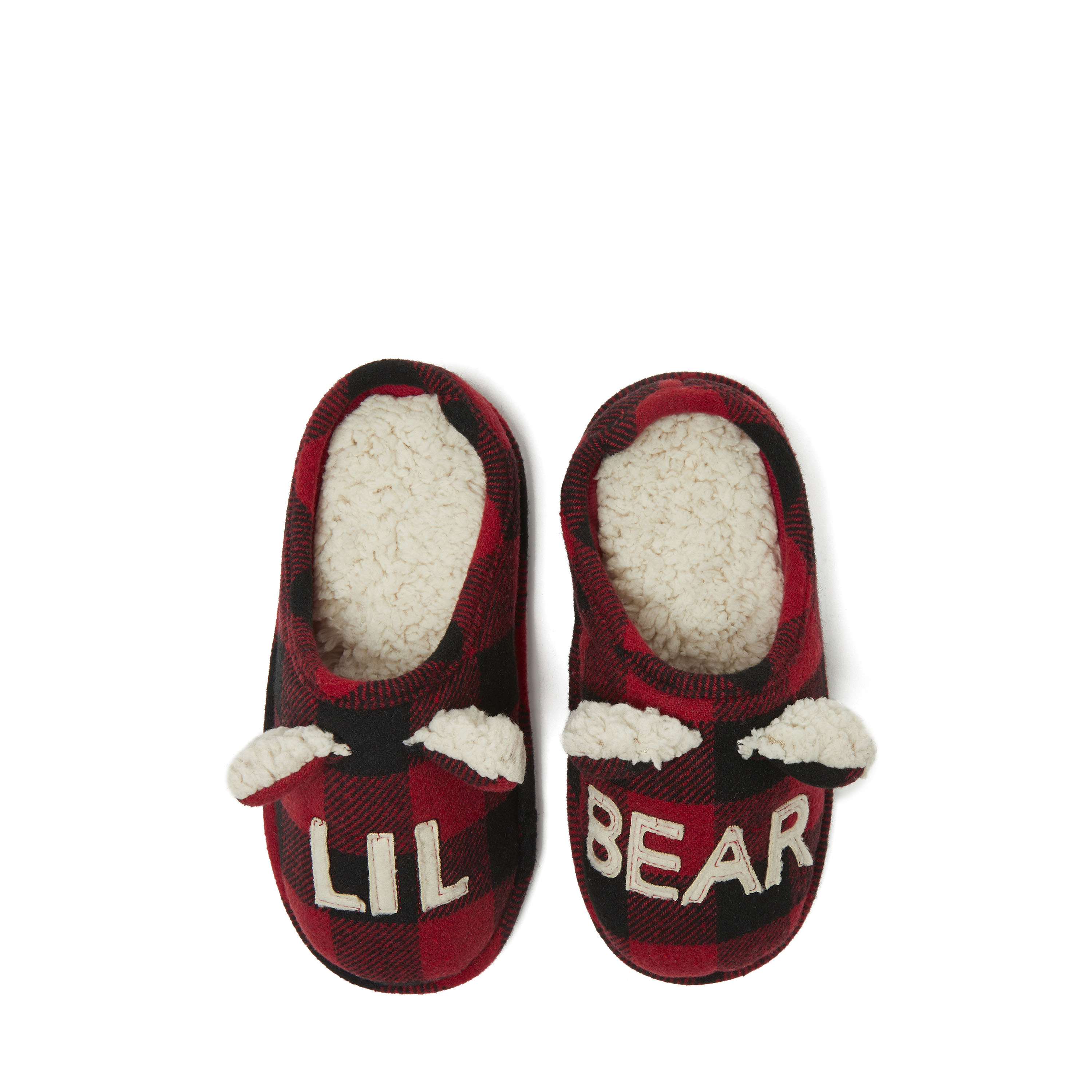 Dearfoams Kids Lil' Bear Buffalo Check Clog Slipper, Red Plaid
