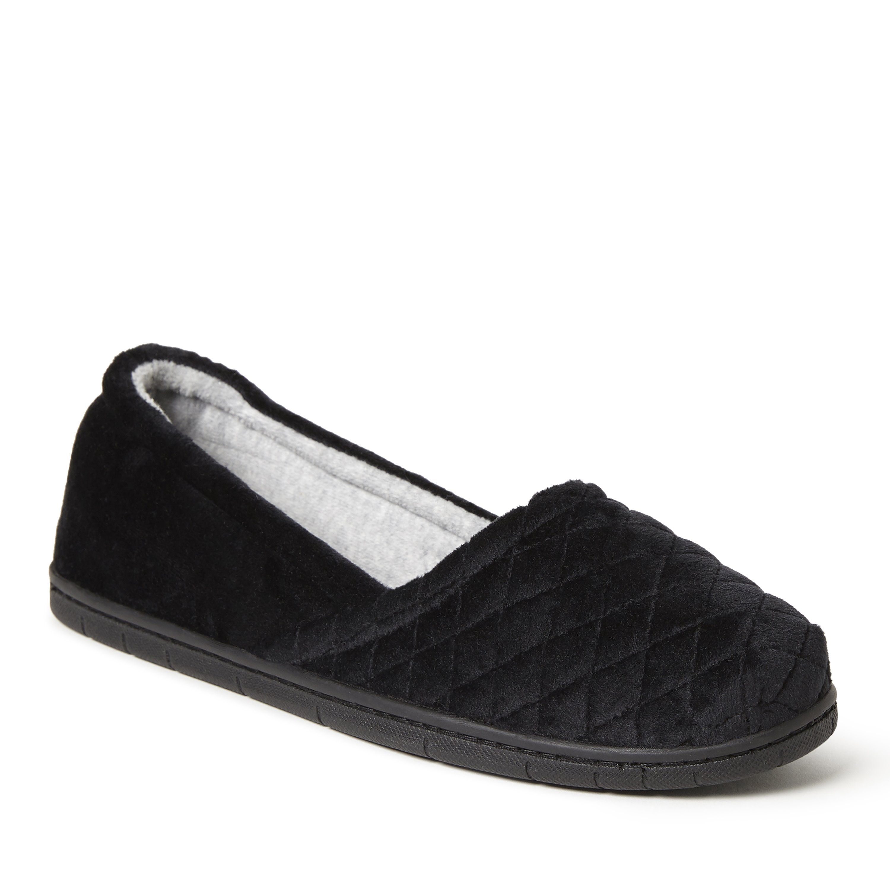 Dearfoams Women's Katie Velour Closed Back Slippers, Black