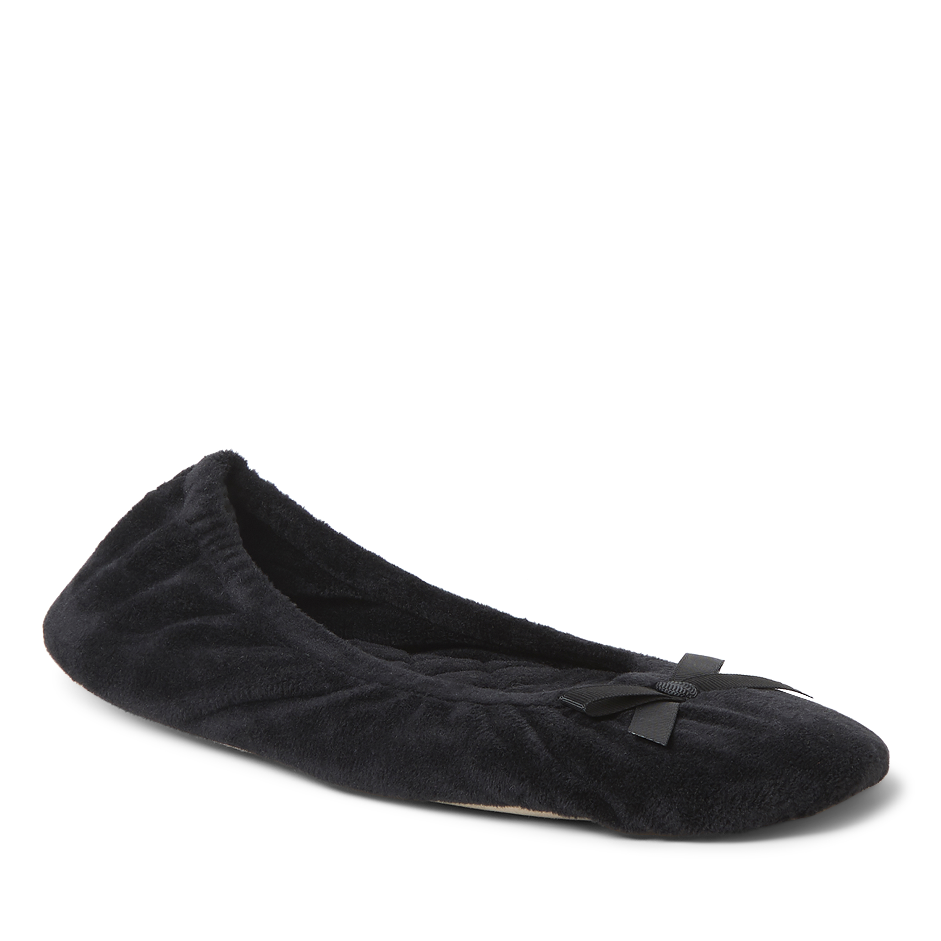 Dearfoams Layla Womens Ballerina Slippers, Medium, Black
