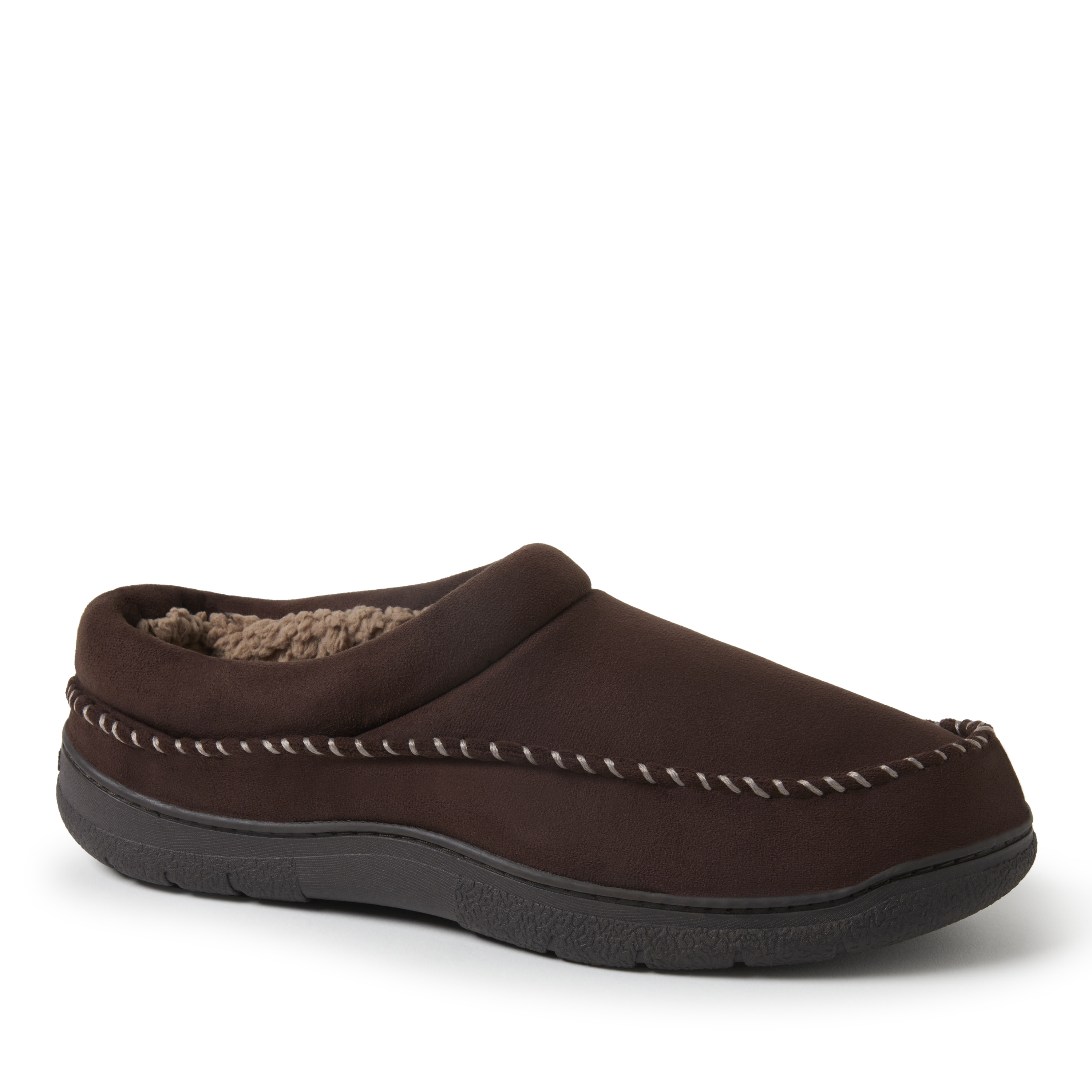 Dearfoams Men's Thompson Moccasin Toe Clog House Shoe Slipper - Coffee