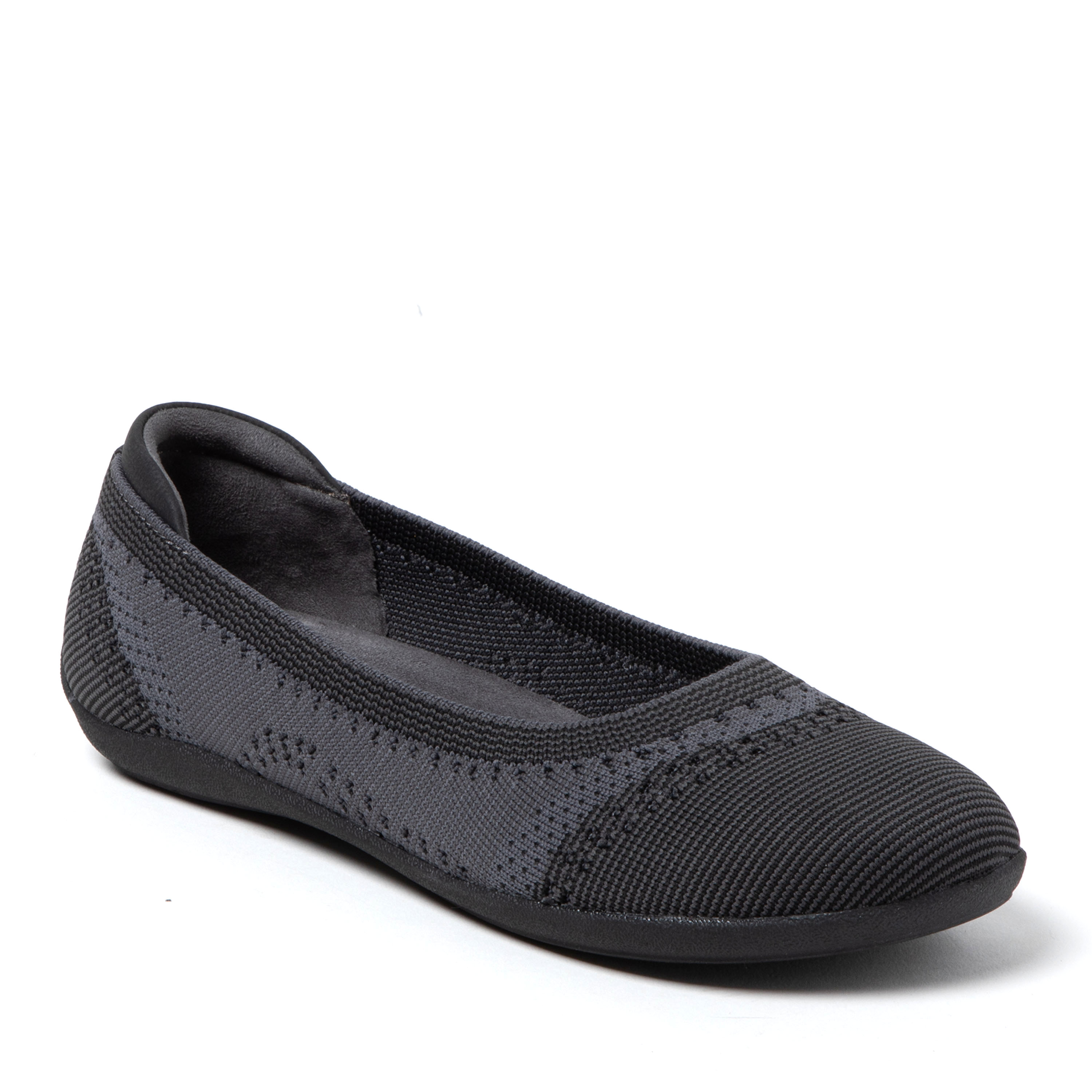 Dearfoams Women's Misty Ballet Flat Lightweight Slip Ons - Black multi