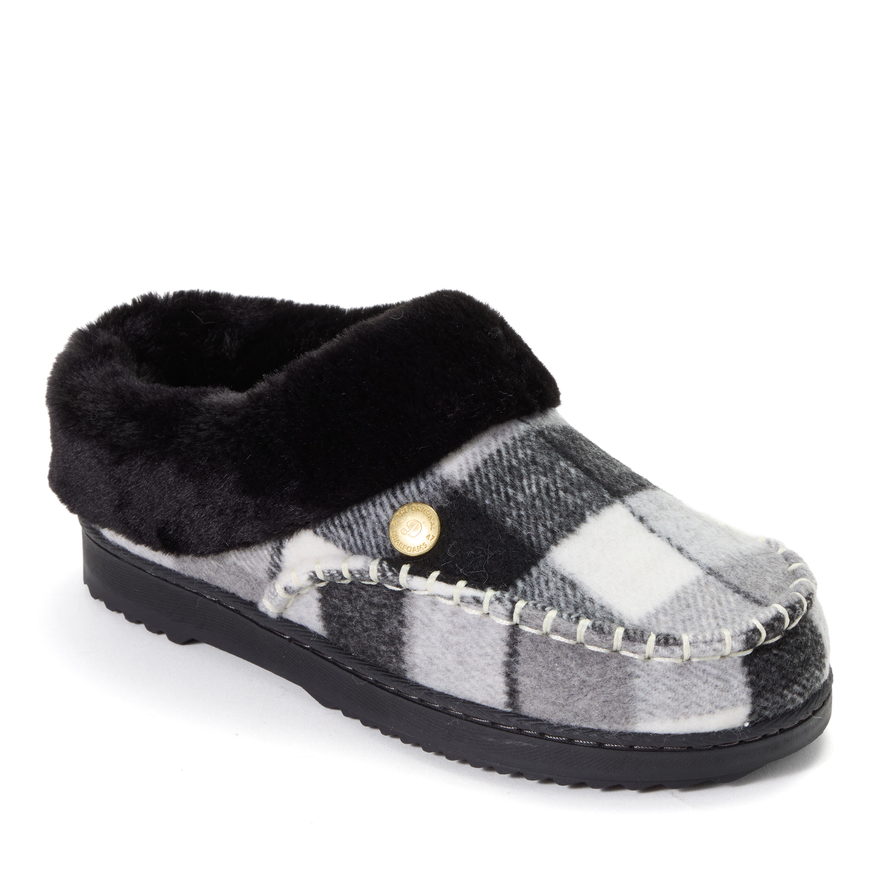 Dearfoams Nyla Moccassin Womens Memory Foam Clog Slippers, Medium, Black