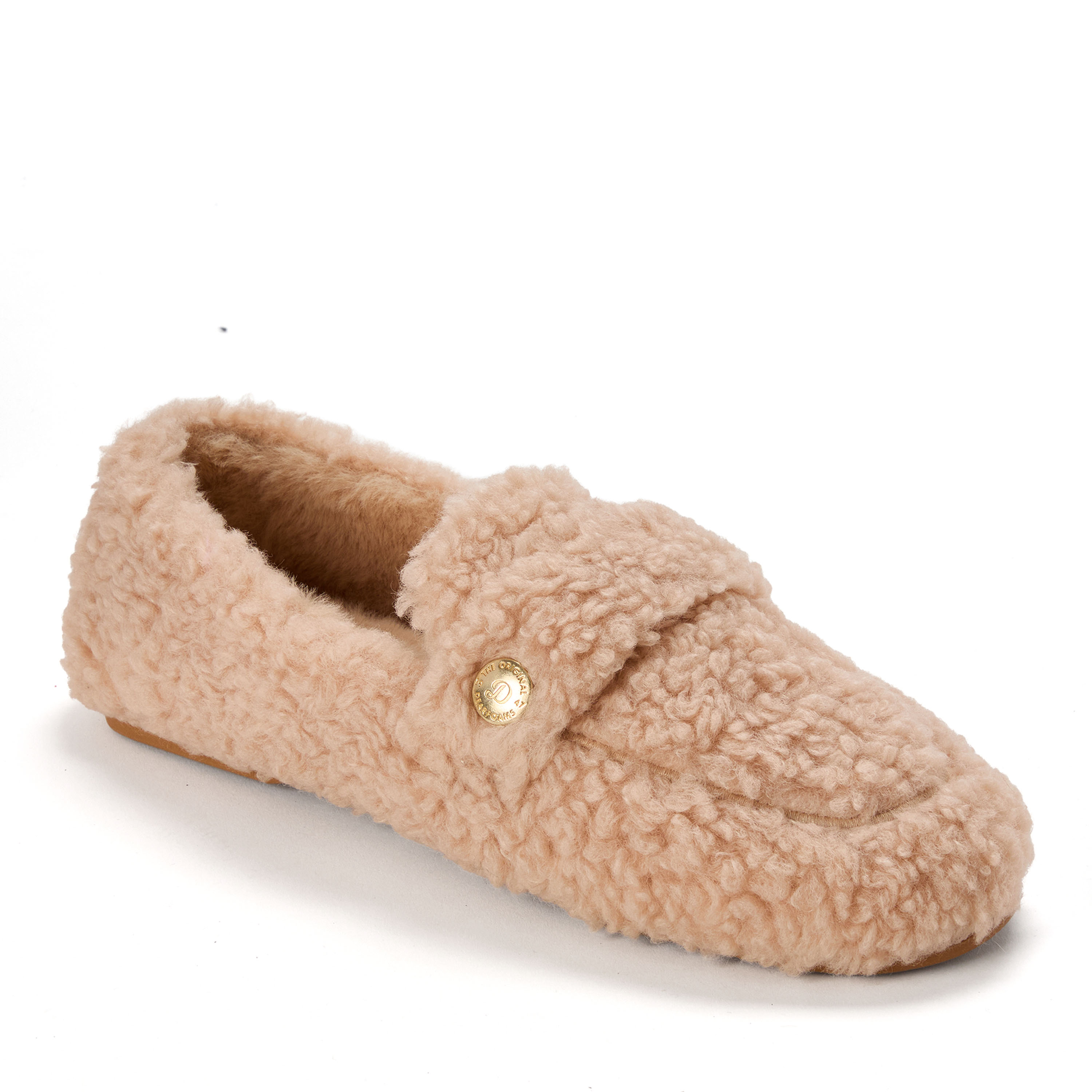 Dearfoams Women's Madeline Luxe Teddy Loafer Slipper - Latte