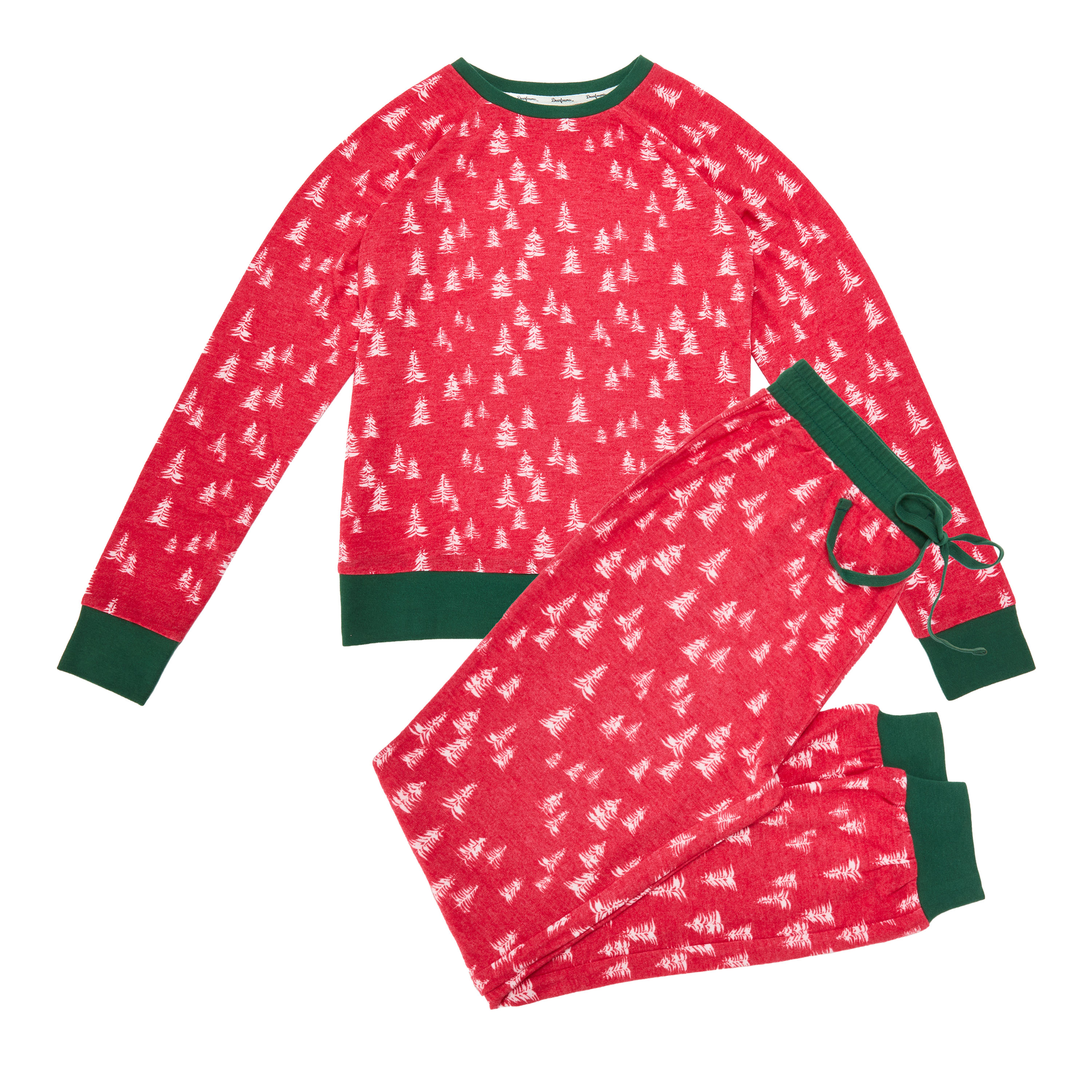 Dearfoams Men's Tossed Trees 2 Piece Pajama Set, Red