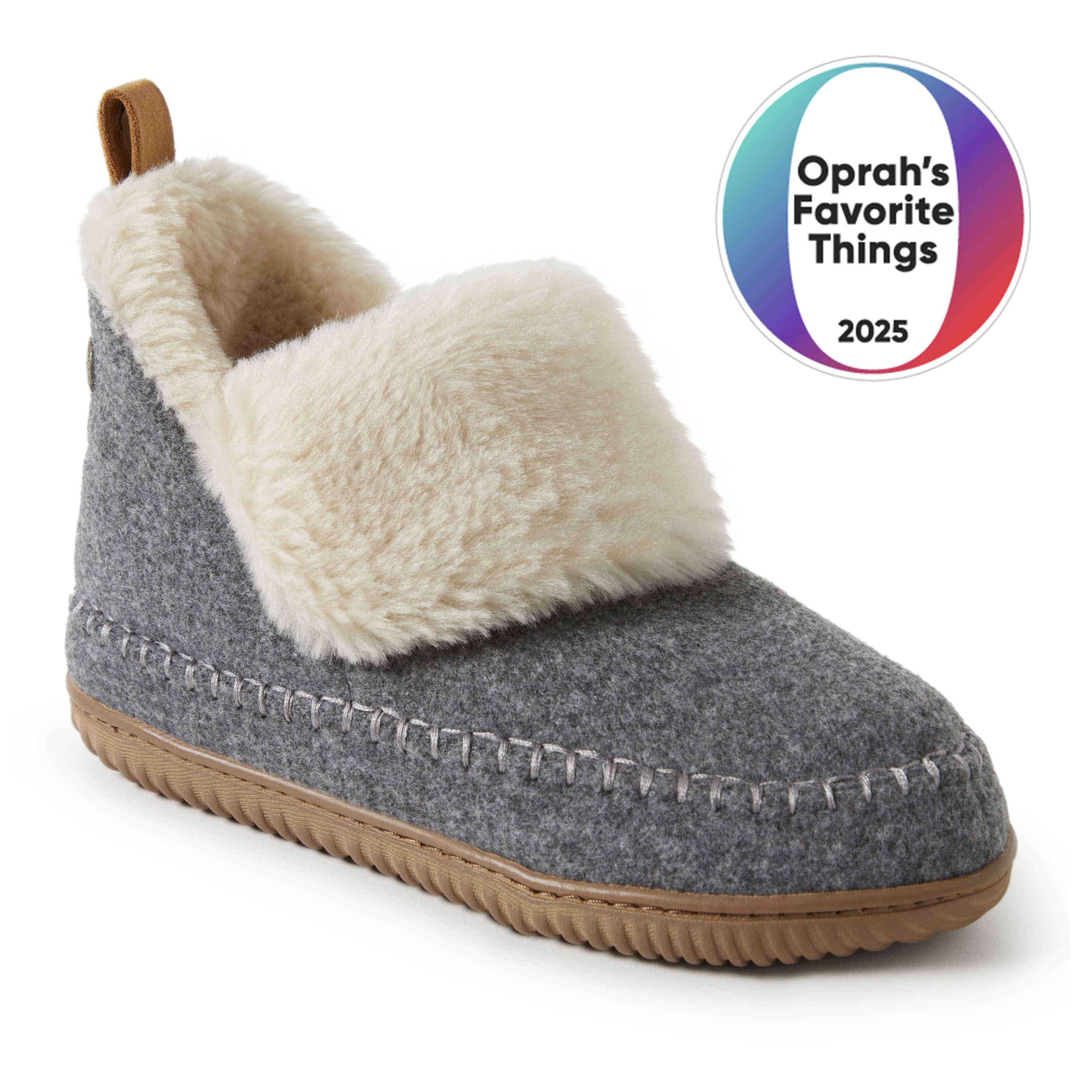 Dearfoams Women's Moritz Energy Return Bootie, Faux Fur, Grey