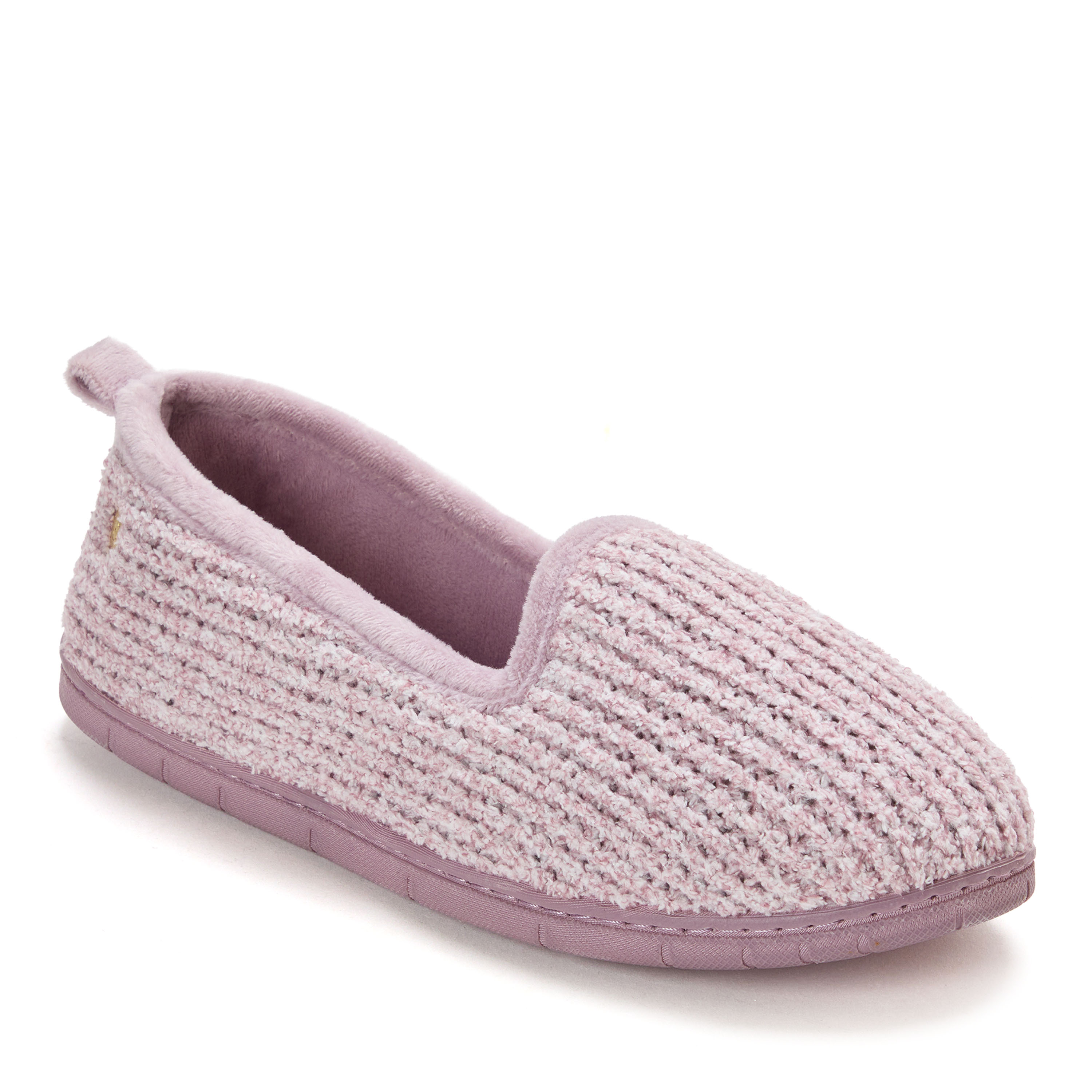 Dearfoams Rachel Marled Chenille Closed Back Womens Memory Foam Slip-On Slippers, X-large, Purple